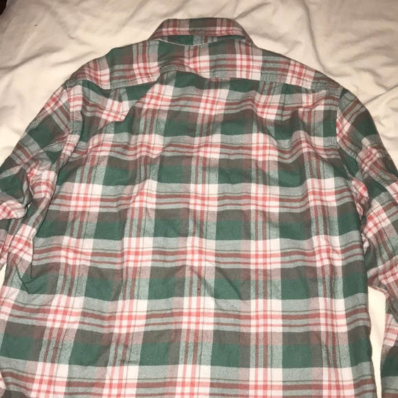 Green, orange and white J. Crew flannel - Picture 4 of 5